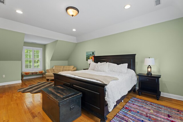 202 Horse Hill Rd, Westbrook, CT 06498 - bedroom with wood finished floors, baseboards, lofted ceiling, and recessed lighting