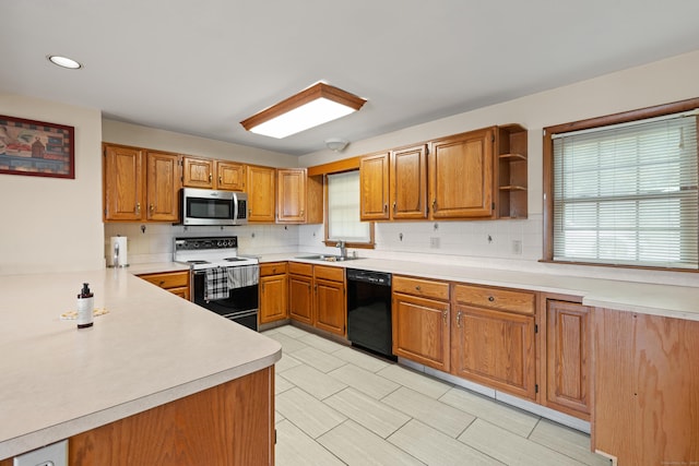 38 Skyline Dr, Brookfield, CT 06804 - kitchen featuring white electric range oven, stainless steel microwave, dishwasher, a sink, and plenty of natural light