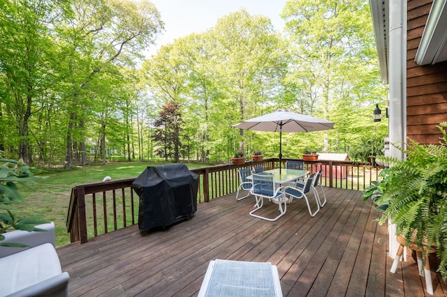 45 Wolf Pit Rd, Southbury, CT 06488 - wooden deck with outdoor dining space and a grill
