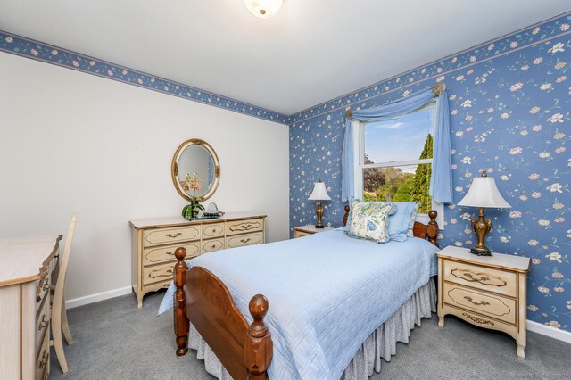 250 Glenn Dr, Stratford, CT 06614 - bedroom with carpet floors, baseboards, and wallpapered walls