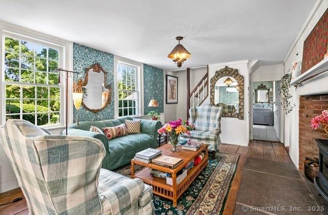 455 E St, Middletown, CT 06457 - living area featuring wood finished floors and stairway
