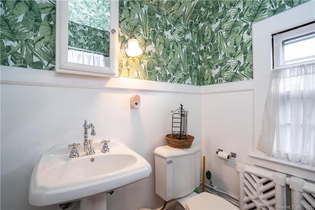 262 Kenyon St, Hartford, CT 06105 - bathroom featuring a sink, toilet, and wallpapered walls