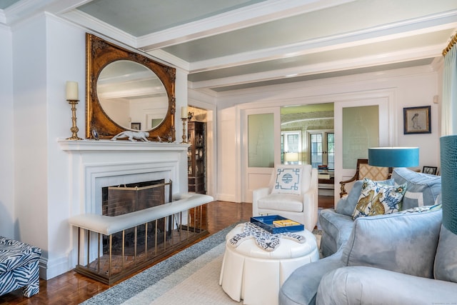 262 Kenyon St, Hartford, CT 06105 - living room with ornamental molding and a fireplace