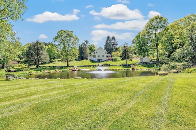 2 White Oak Farm Rd, Newtown, CT 06470 - view of grassy yard featuring a water view and a shed