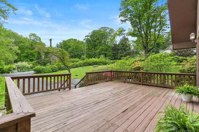 2 Kramer Ln, Weston, CT 06883 - deck with view of wooded area