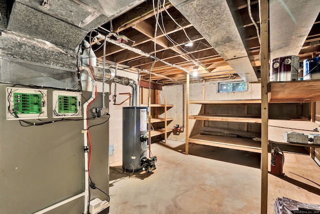 below grade area with water heater