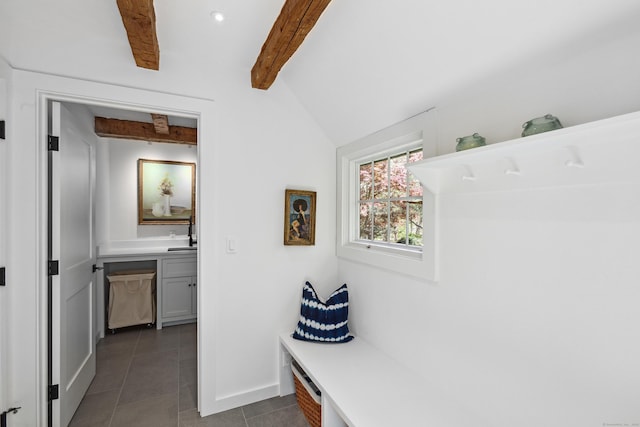 37 Cedar Hls, Weston, CT 06883 - hallway with dark tile patterned flooring, baseboards, and recessed lighting