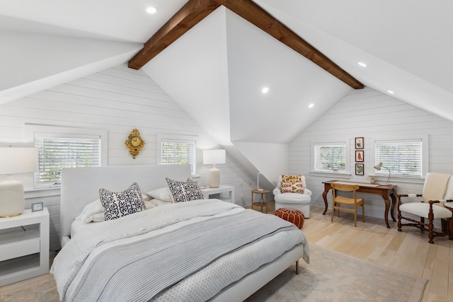 37 Cedar Hls, Weston, CT 06883 - bedroom featuring light wood-style floors, wooden walls, and recessed lighting