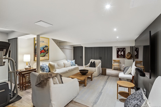 37 Cedar Hls, Weston, CT 06883 - living area featuring light wood-style floors and recessed lighting