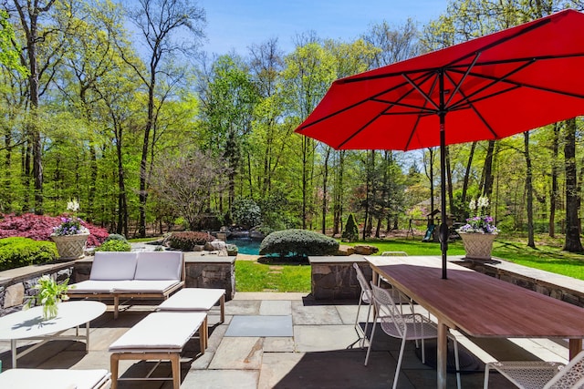 37 Cedar Hls, Weston, CT 06883 - view of patio featuring a pool, outdoor dining area, and an outdoor living space