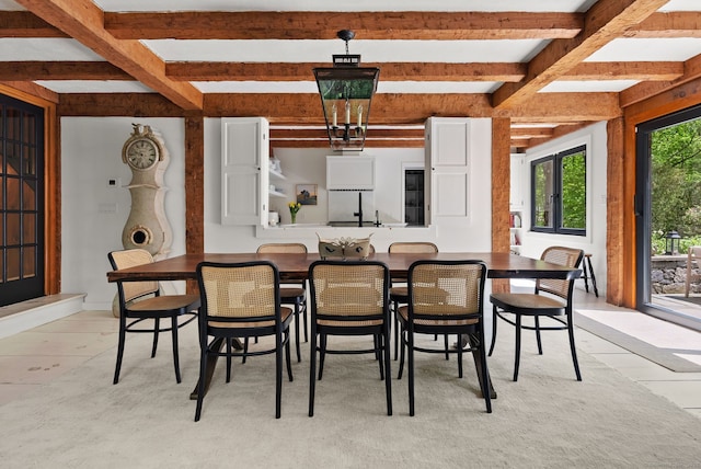 37 Cedar Hls, Weston, CT 06883 - dining room featuring beam ceiling