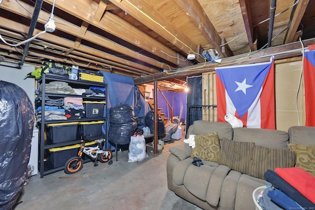 view of unfinished basement