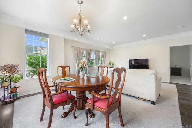 1022 Country View Rd Unit 1022, Danbury, CT 06810 - dining room featuring a chandelier, wood finished floors, crown molding, and recessed lighting