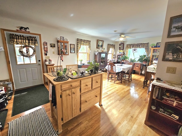 69 Elmdale Rd, Canterbury, CT 06331 - kitchen featuring light wood-style floors, ceiling fan, and light countertops