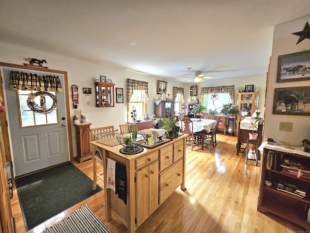 69 Elmdale Rd, Canterbury, CT 06331 - kitchen featuring light wood-style floors, a ceiling fan, and light countertops