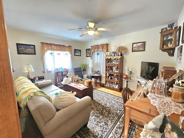 69 Elmdale Rd, Canterbury, CT 06331 - living area with a ceiling fan and wood finished floors