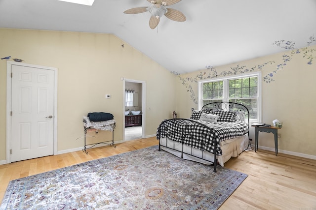 18 Brookside Trl, Monroe, CT 06468 - bedroom featuring wood finished floors, vaulted ceiling, baseboards, and ceiling fan