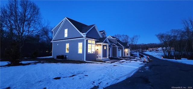 view of snow covered property