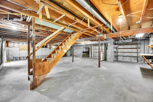 below grade area featuring stairs