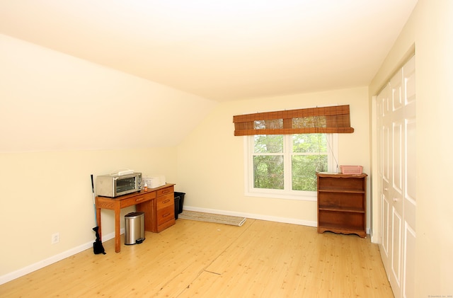 231 Lake Shore Dr, East Haddam, CT 06415 - office space with light wood finished floors, baseboards, and lofted ceiling
