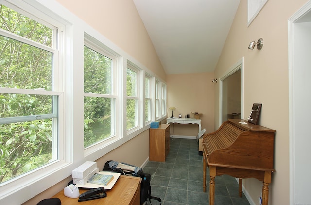 231 Lake Shore Dr, East Haddam, CT 06415 - sunroom with plenty of natural light, lofted ceiling, and tile patterned flooring
