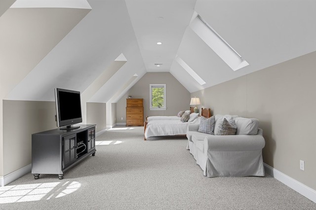 15 Hickory Hill Rd, Avon, CT 06001 - bedroom featuring light colored carpet, baseboards, and lofted ceiling with skylight
