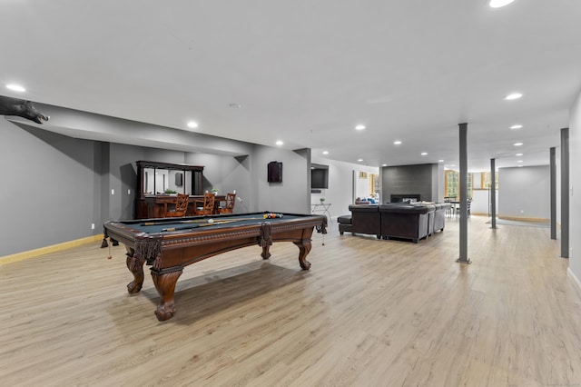 15 Hickory Hill Rd, Avon, CT 06001 - game room with recessed lighting, light wood-type flooring, baseboards, and pool table