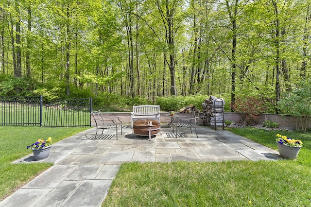 15 Hickory Hill Rd, Avon, CT 06001 - view of patio / terrace with fence and a fire pit