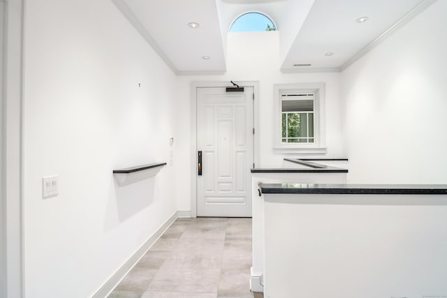 13 Kellogg St, Brookfield, CT 06804 - corridor with plenty of natural light, baseboards, ornamental molding, and recessed lighting