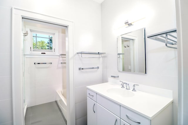 13 Kellogg St, Brookfield, CT 06804 - bathroom with vanity, a bathtub, tile walls, and a shower
