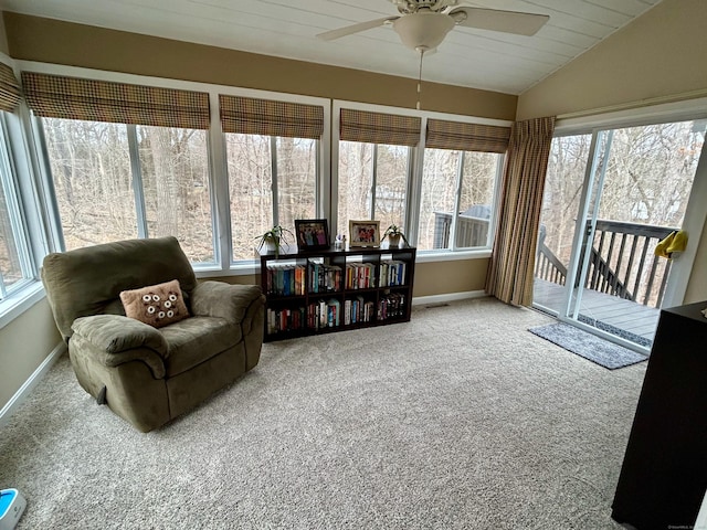 92 Sherwood Ln, Norwich, CT 06360 - sunroom with carpet, baseboards, healthy amount of natural light, and vaulted ceiling