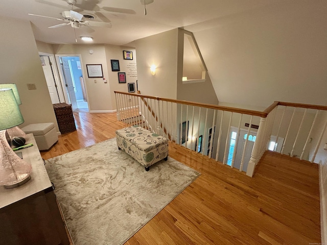 92 Sherwood Ln, Norwich, CT 06360 - living area featuring ceiling fan and wood finished floors