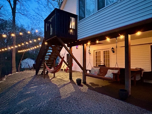 92 Sherwood Ln, Norwich, CT 06360 - view of patio / terrace featuring stairs and french doors