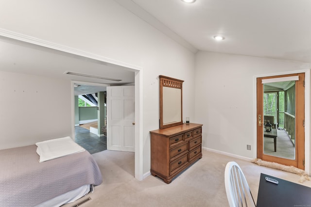 27 Whippoorwill Ln, Bethany, CT 06524 - bedroom with multiple windows, vaulted ceiling, light colored carpet, baseboards, and recessed lighting