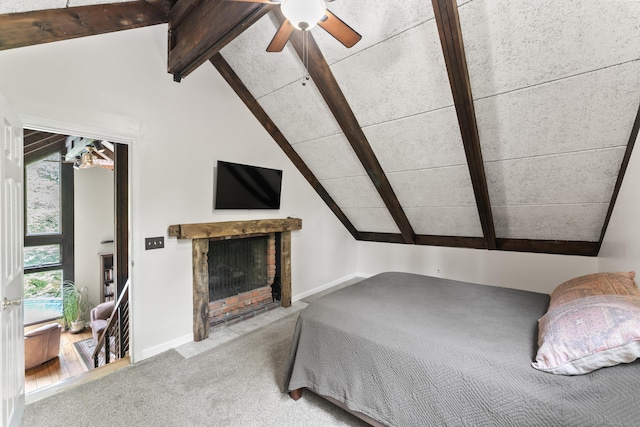 27 Whippoorwill Ln, Bethany, CT 06524 - carpeted bedroom featuring a fireplace with flush hearth and baseboards