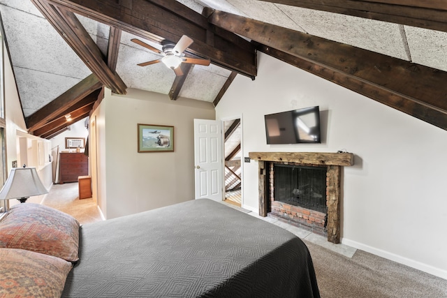 27 Whippoorwill Ln, Bethany, CT 06524 - bedroom featuring carpet flooring, a fireplace, and baseboards