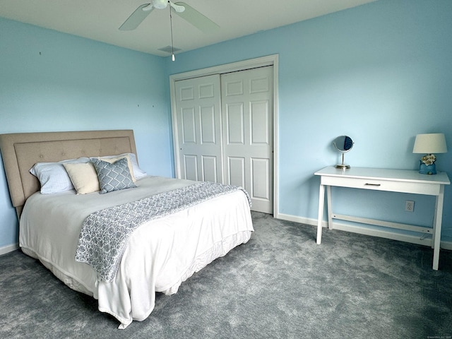 39 Farmstead Ln, Suffield, CT 06078 - bedroom with a closet, carpet, a ceiling fan, and baseboards