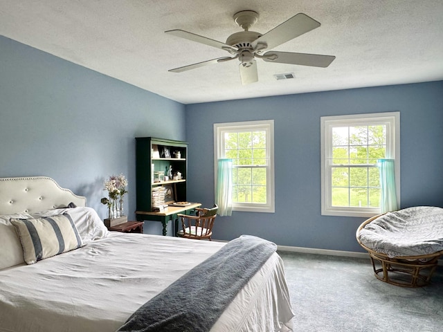 39 Farmstead Ln, Suffield, CT 06078 - bedroom featuring carpet, a textured ceiling, a ceiling fan, and baseboards
