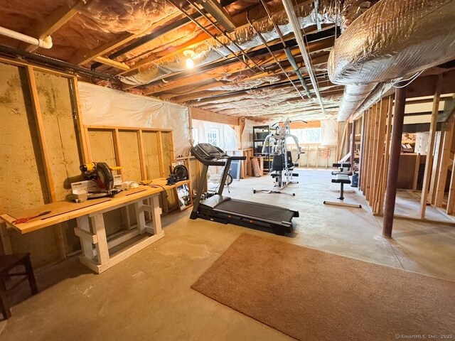 39 Farmstead Ln, Suffield, CT 06078 - workout room featuring plenty of natural light and a workshop area