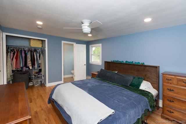 86 Rustic Ln, East Hartford, CT 06118 - bedroom featuring a closet, wood finished floors, baseboards, and ceiling fan