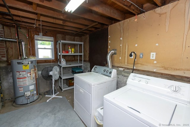 86 Rustic Ln, East Hartford, CT 06118 - laundry area featuring gas water heater and washer and dryer