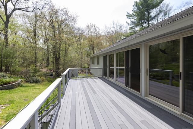 102 Colonial Rd, Guilford, CT 06437 - wooden deck featuring a lawn