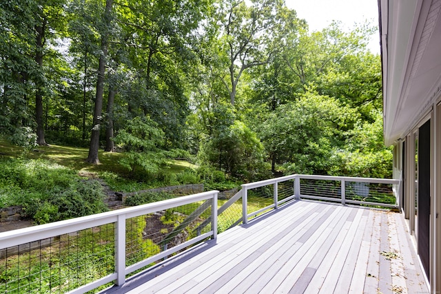 102 Colonial Rd, Guilford, CT 06437 - wooden terrace with view of wooded area