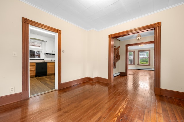 175 Lincoln St, Middletown, CT 06457 - unfurnished room featuring crown molding, hardwood / wood-style floors, a baseboard radiator, baseboard heating, and baseboards