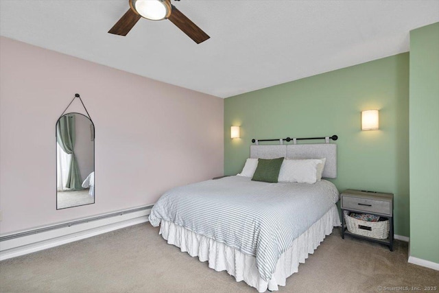 44 Mohawk Trl Unit 44, Guilford, CT 06437 - bedroom with carpet floors, a ceiling fan, baseboards, and a baseboard heating unit