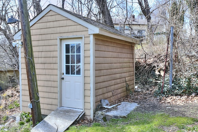 view of shed