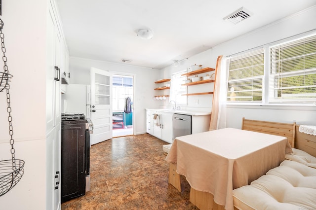 bedroom featuring stone finish flooring