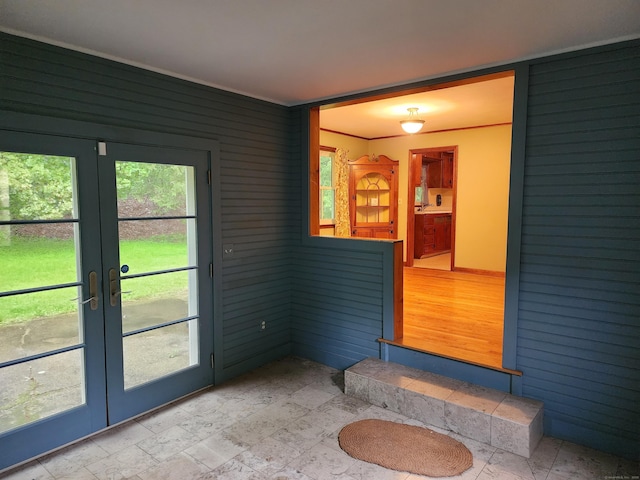 79 Pomfret Rd, Brooklyn, CT 06234 - entryway featuring french doors and wood walls