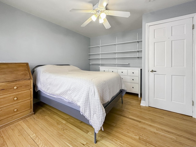 870 Lakeside Dr, Bridgeport, CT 06606 - bedroom featuring a ceiling fan and light wood-style flooring