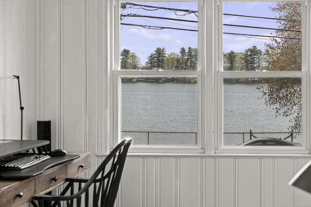 870 Lakeside Dr, Bridgeport, CT 06606 - office area with a water view and a decorative wall